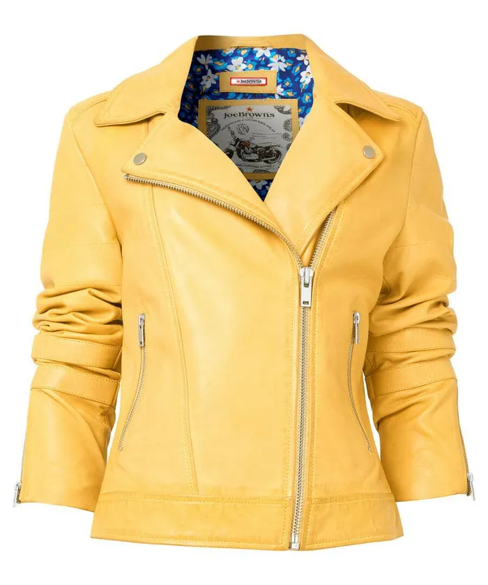 Women Joe Browns Kiara Leather Jacket Yellow Women Joe Browns Kiara Leather Jacket Yellow