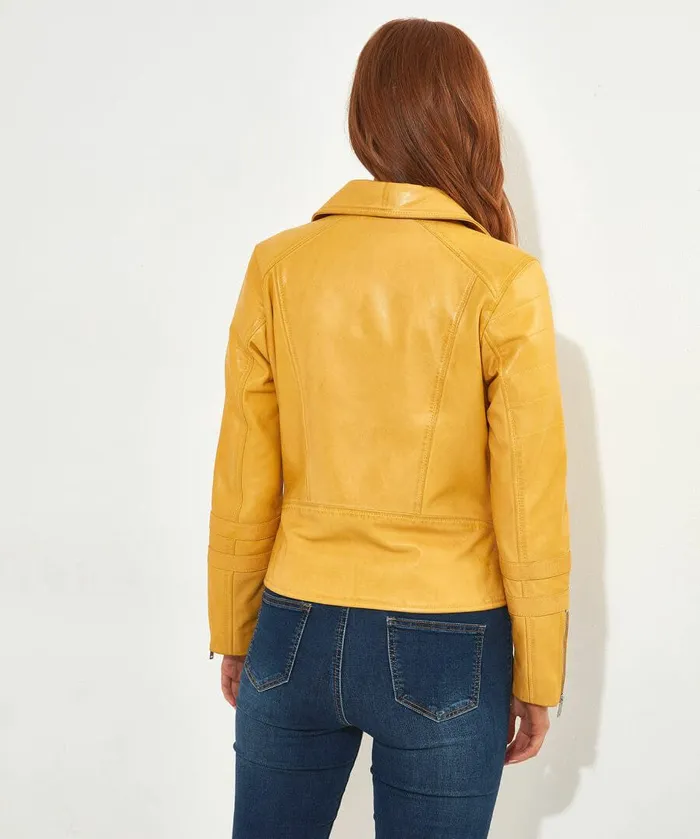 Women Joe Browns Kiara Leather Jacket Yellow Women Joe Browns Kiara Leather Jacket Yellow