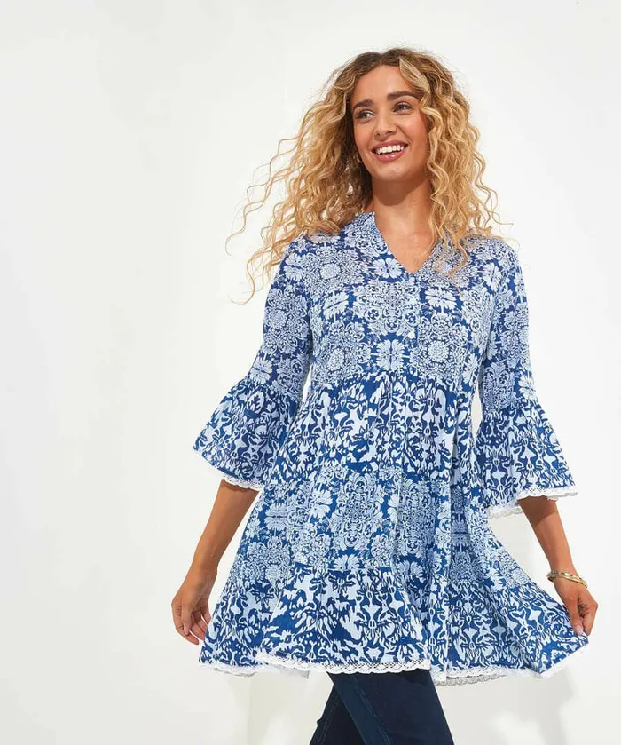 Women Joe Browns Moroccan Skies Tunic Blue Women Joe Browns Moroccan Skies Tunic Blue