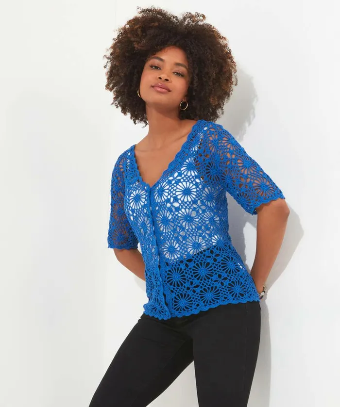 Women Joe Browns Summer Love Crochet Cardigan Blue