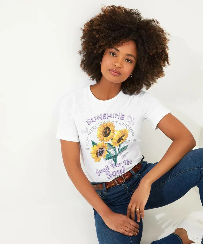 Women Joe Browns Sunshine Soul Graphic Tee White