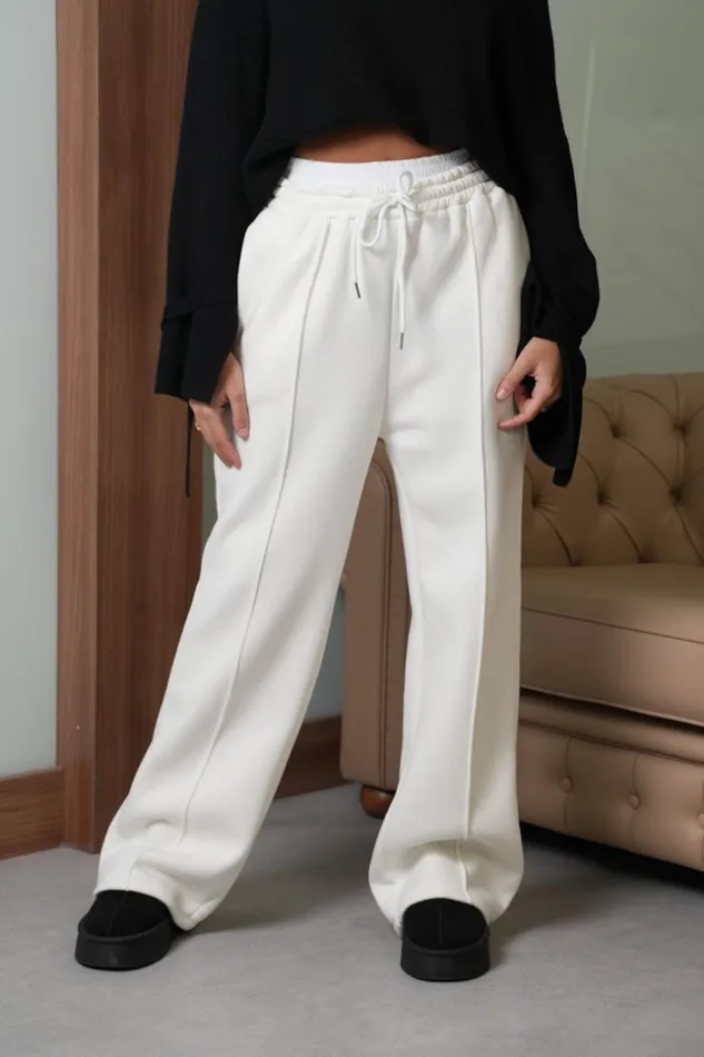 Women Jogging Large Blanc Avec Empicement Blanc White Brentiny Paris Jogging Bottoms Women Jogging Large Blanc Avec Empicement Blanc White Brentiny Paris Jogging Bottoms