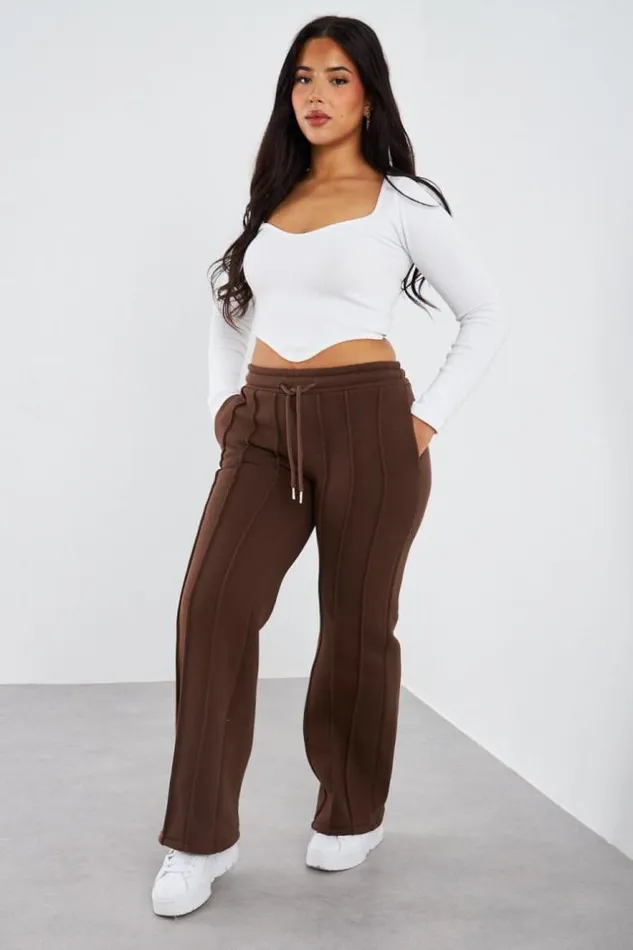 Women Jogging Marron Avec Relief Brown Brentiny Paris Pants