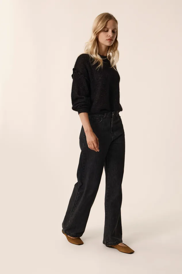 Women Jumper Bloom Noir Pull Mohair Noir Des Petits Hauts Jumpers and Cardigans
