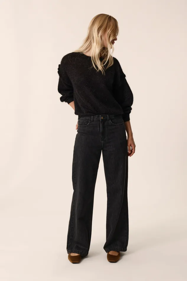 Women Jumper Bloom Noir Pull Mohair Noir Des Petits Hauts Jumpers and Cardigans
