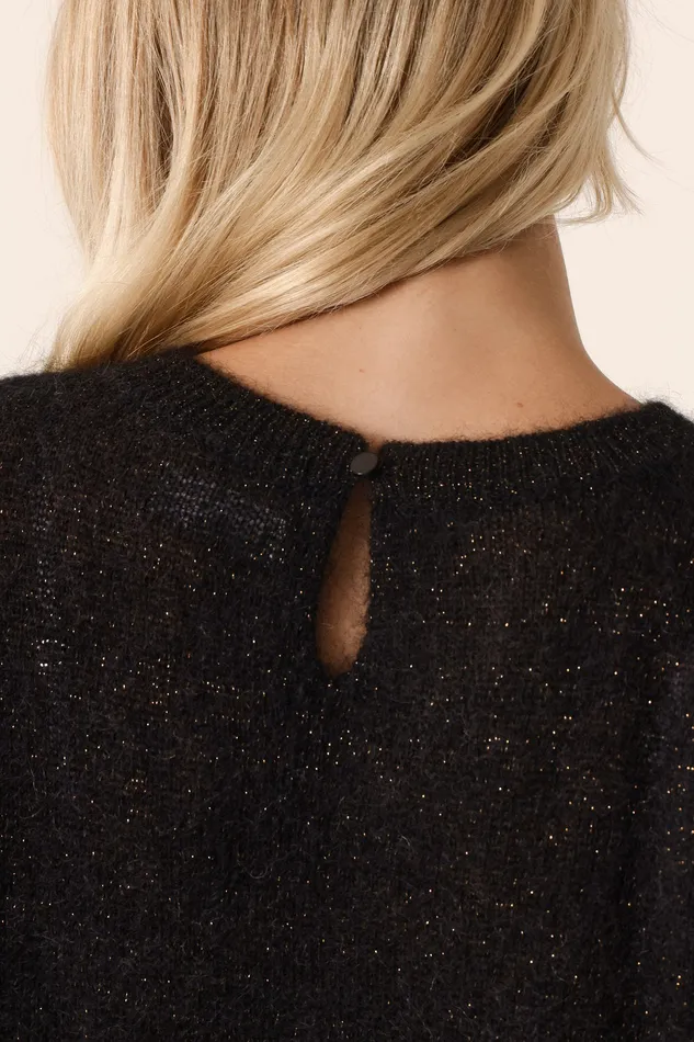 Women Jumper Bloom Noir Pull Mohair Noir Des Petits Hauts Jumpers and Cardigans