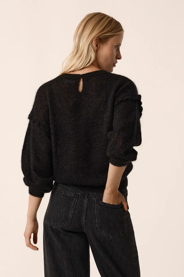 Women Jumper Bloom Noir Pull Mohair Noir Des Petits Hauts Jumpers and Cardigans