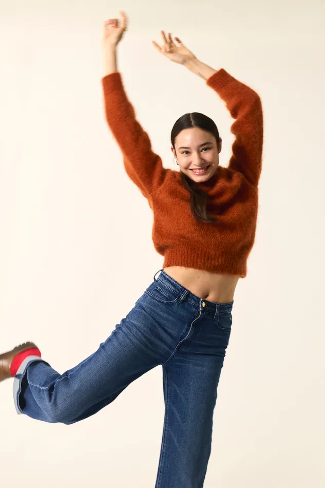 Women Jumper Chachou Lave Pull Mohair Orange Des Petits Hauts Jumpers and Cardigans
