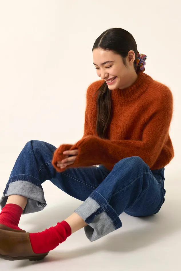 Women Jumper Chachou Lave Pull Mohair Orange Des Petits Hauts Jumpers and Cardigans