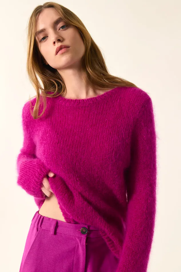 Women Jumper Chouky Lupin Pull Mohair Rose Fuchsia Des Petits Hauts Jumpers and Cardigans