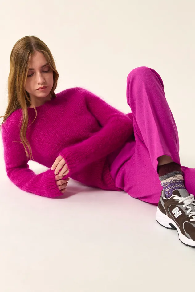 Women Jumper Chouky Lupin Pull Mohair Rose Fuchsia Des Petits Hauts Jumpers and Cardigans