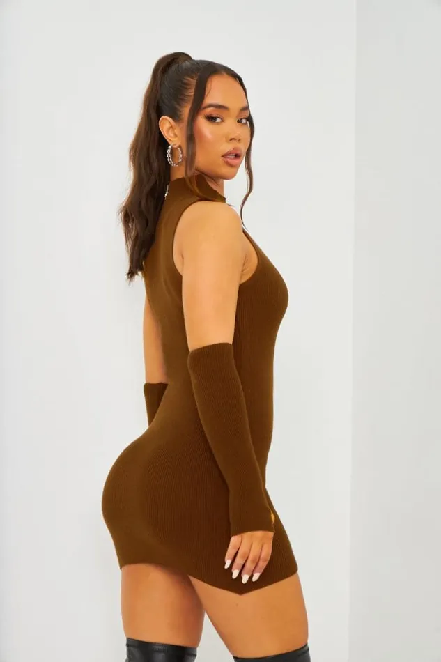 Women Jumper Mini Dress Sleeves In Brown Brown Brentiny Paris Ceremonial Outfits