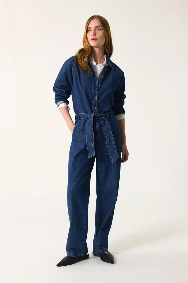 Women Jumpsuit Loustik Stone Combinaison Coton Bleu Des Petits Hauts Denim