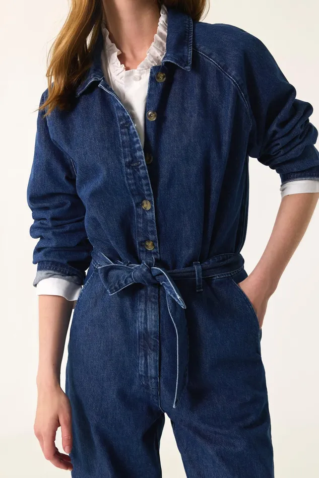 Women Jumpsuit Loustik Stone Combinaison Coton Bleu Des Petits Hauts Denim