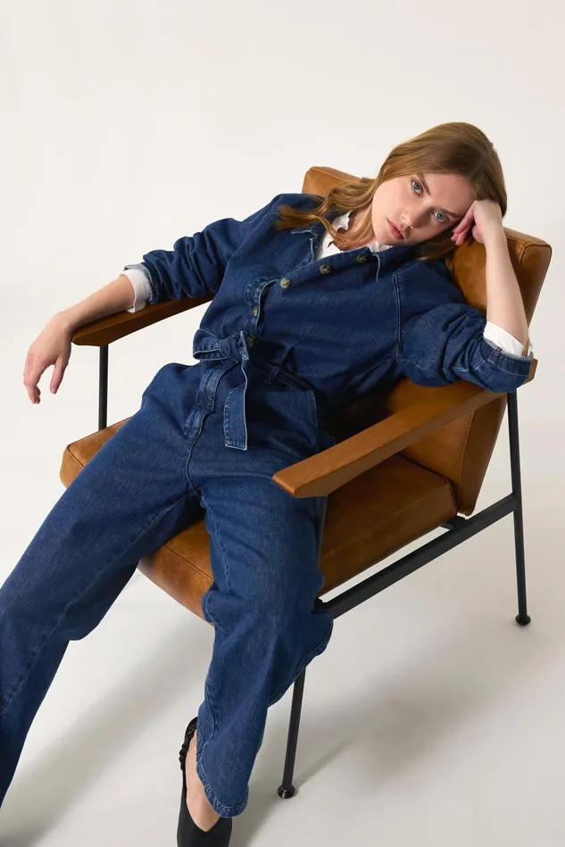 Women Jumpsuit Loustik Stone Combinaison Coton Bleu Des Petits Hauts Denim