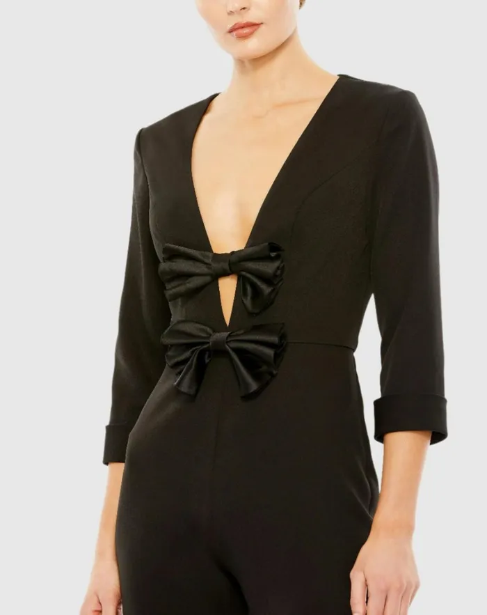 Women Jumpsuits and Rompers Mac Duggal Long Sleeve Bow Detail Wide Leg Jumpsuit Black Women Jumpsuits and Rompers Mac Duggal Long Sleeve Bow Detail Wide Leg Jumpsuit Black