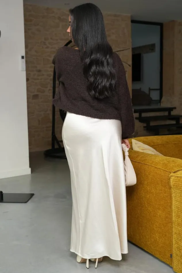 Women Jupe Longue cru Satine Ecru Brentiny Paris Skirts