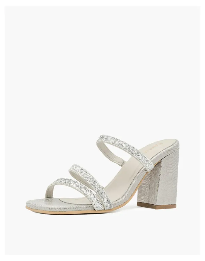 Women KAANAS Mercer Glittery Strap Heels Silver Madewell Heels Women KAANAS Mercer Glittery Strap Heels Silver Madewell Heels
