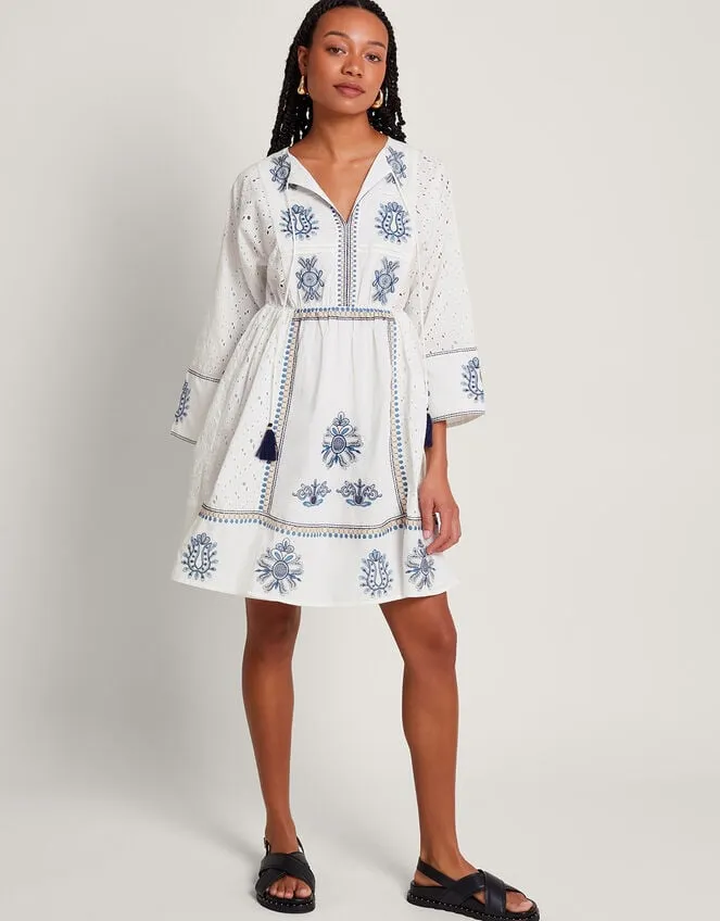 Women Katie Embroidered Kaftan Ivory Monsoon Kaftans and Kimonos