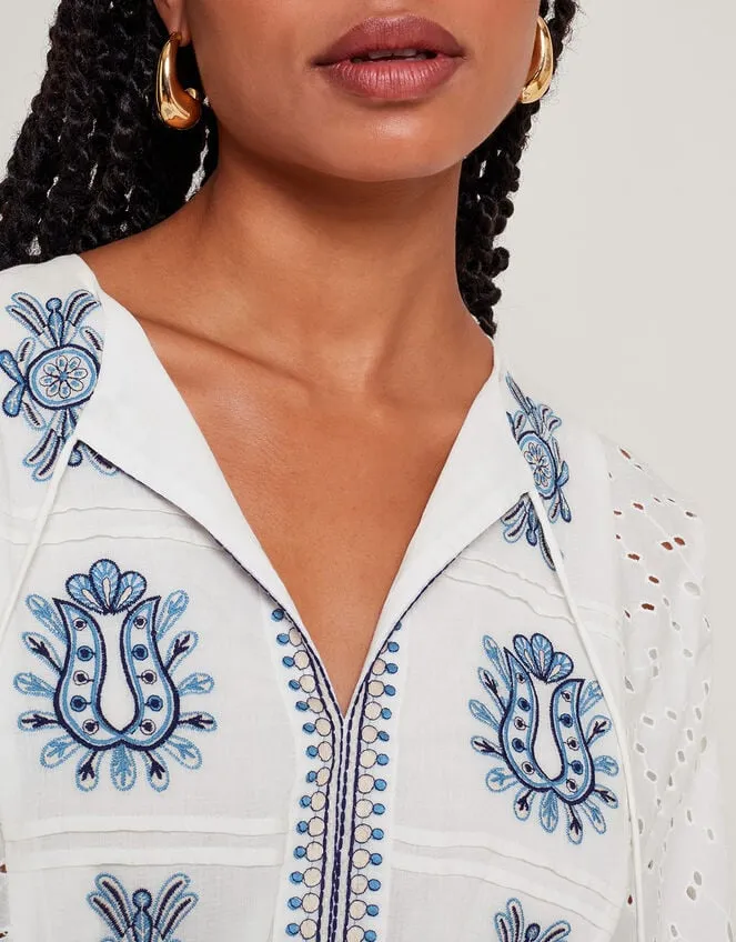 Women Katie Embroidered Kaftan Ivory Monsoon Kaftans and Kimonos