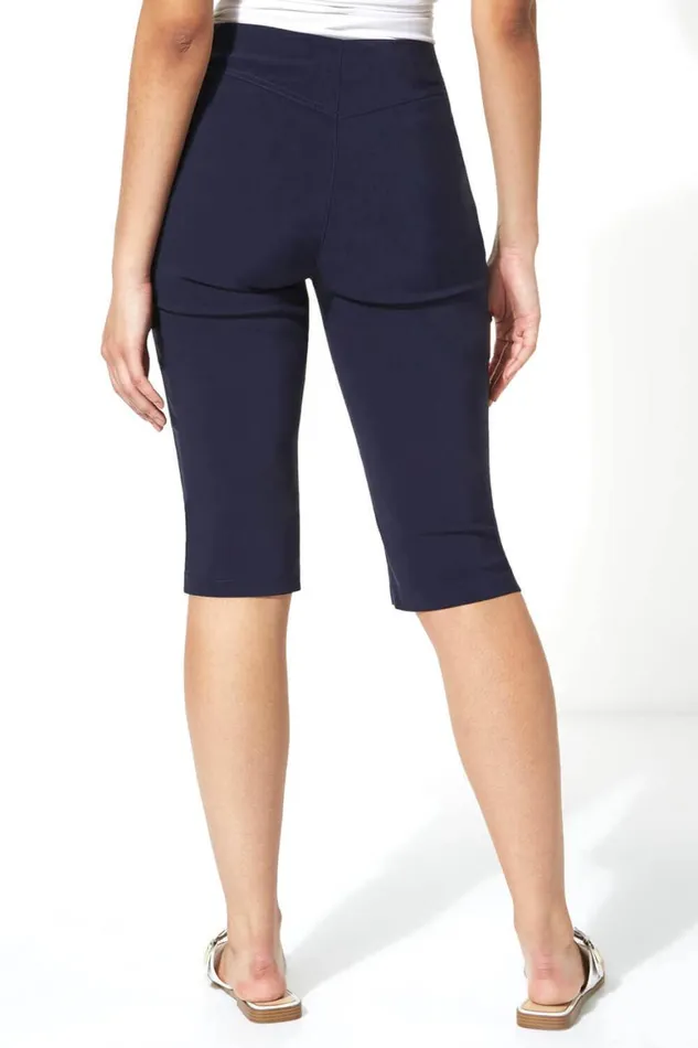 Women Knee Length Elastic Waist Stretch Shorts Roman Coords
