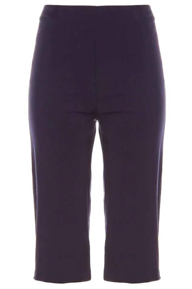 Women Knee Length Elastic Waist Stretch Shorts Roman Coords