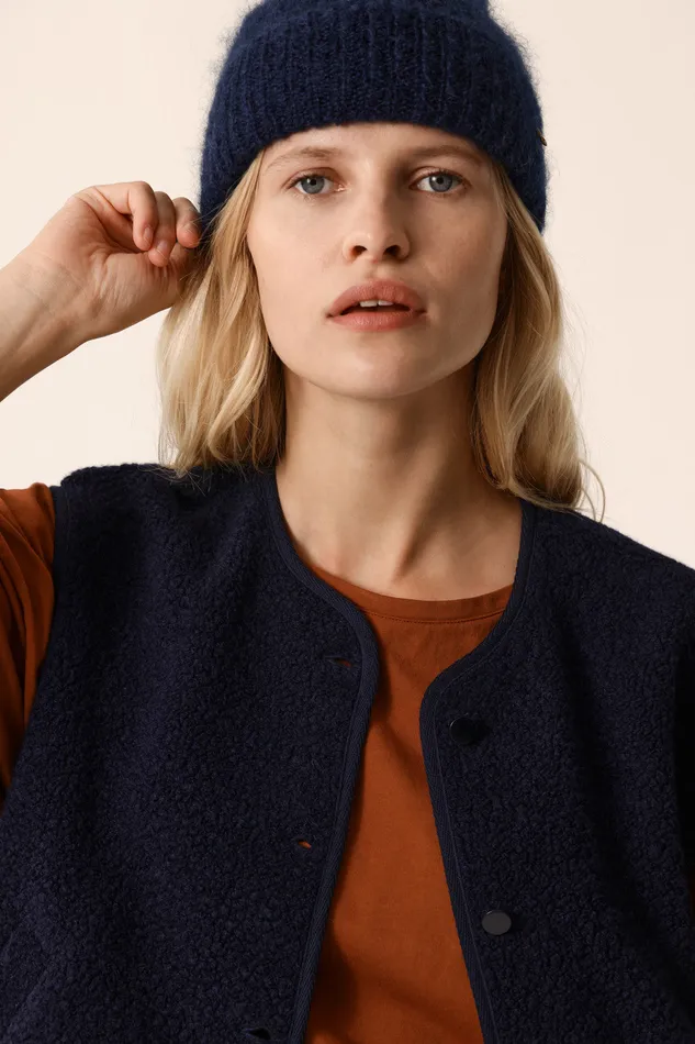 Women Knitted Waistcoat Zlata Marine Veste Laine Bleu Marine Des Petits Hauts Coats and Jackets