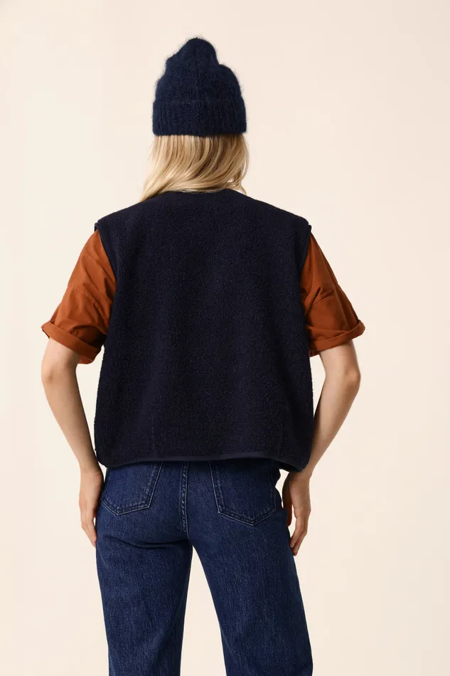 Women Knitted Waistcoat Zlata Marine Veste Laine Bleu Marine Des Petits Hauts Coats and Jackets