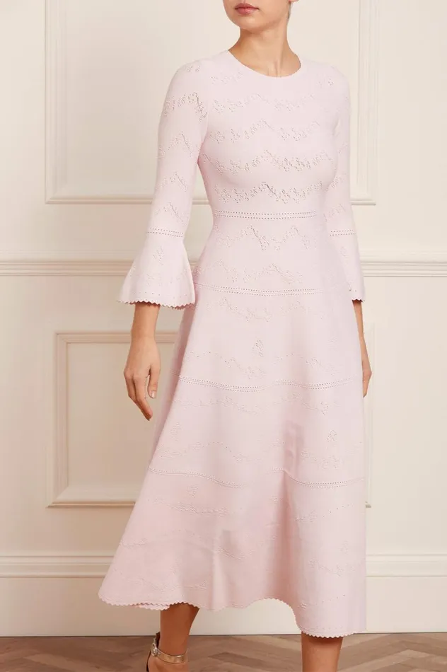 Women Knitwear Needle and Thread Pretty Pointelle Knit Ankle Gown Pink