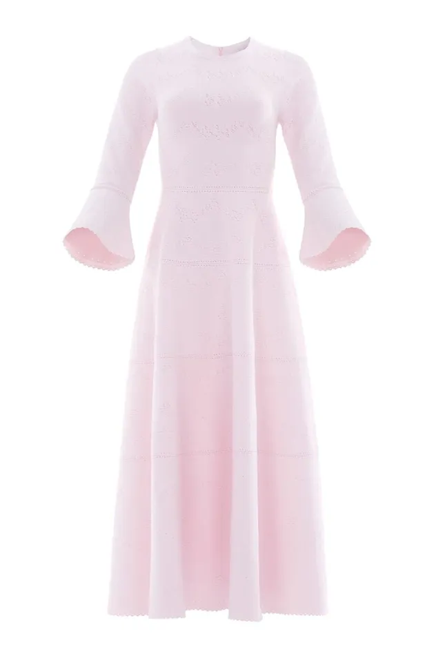 Women Knitwear Needle and Thread Pretty Pointelle Knit Ankle Gown Pink