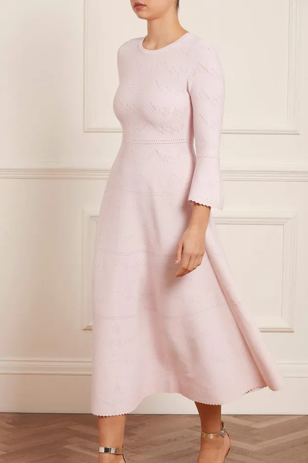 Women Knitwear Needle and Thread Pretty Pointelle Knit Ankle Gown Pink