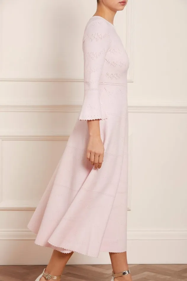 Women Knitwear Needle and Thread Pretty Pointelle Knit Ankle Gown Pink