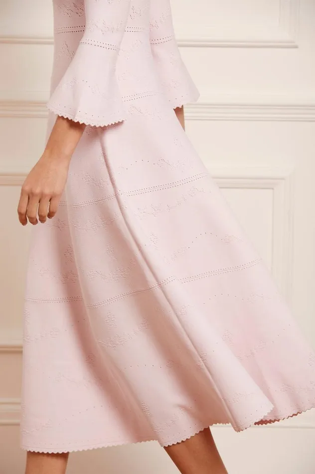 Women Knitwear Needle and Thread Pretty Pointelle Knit Ankle Gown Pink