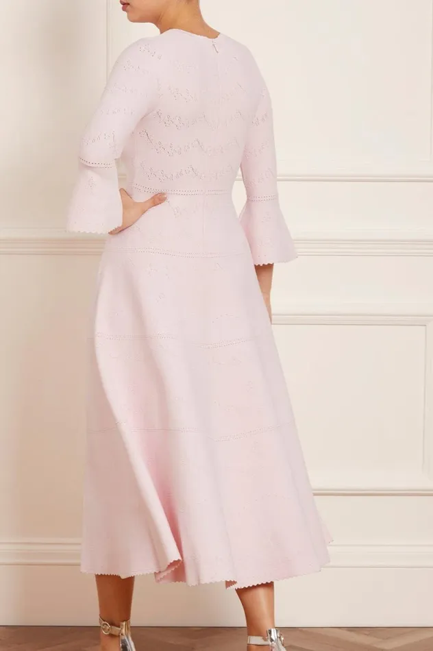 Women Knitwear Needle and Thread Pretty Pointelle Knit Ankle Gown Pink
