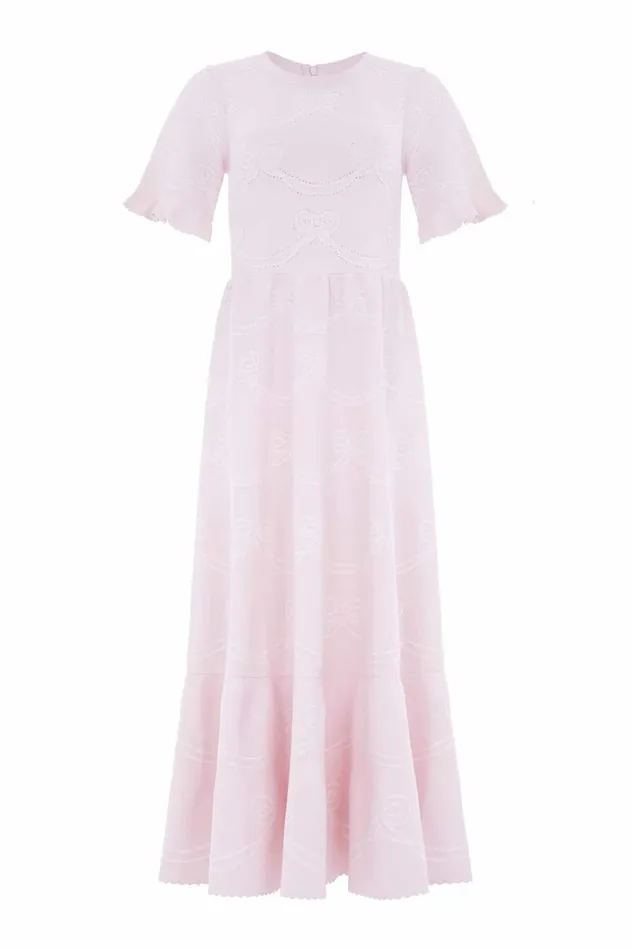 Women Knitwear Needle and Thread Ribbon Bow Knit Ankle Gown Pink Women Knitwear Needle and Thread Ribbon Bow Knit Ankle Gown Pink