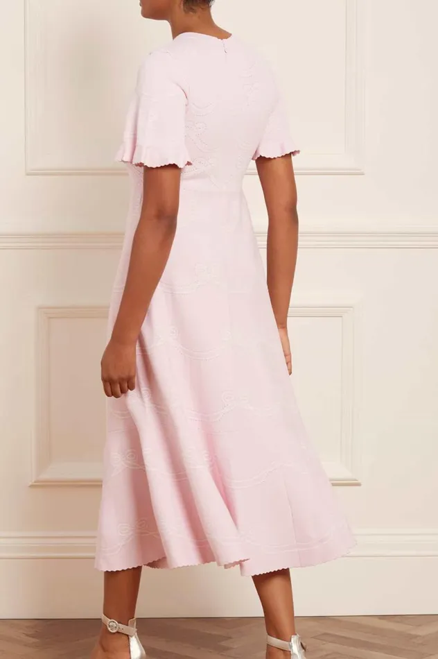 Women Knitwear Needle and Thread Ribbon Bow Knit Ankle Gown Pink Women Knitwear Needle and Thread Ribbon Bow Knit Ankle Gown Pink