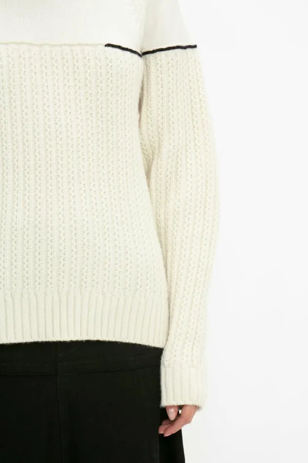 Women Knitwear Victoria Beckham Collar Detail Jumper In Natural