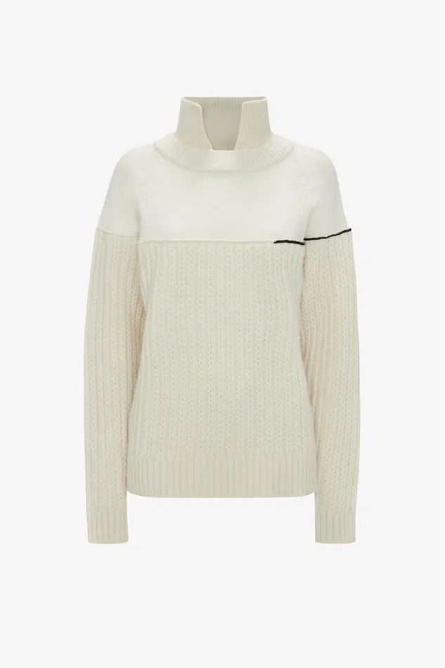 Women Knitwear Victoria Beckham Collar Detail Jumper In Natural
