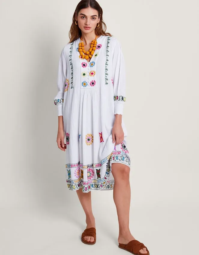 Women La Galeria Elefante HandEmbroidered Dress White Monsoon Dresses