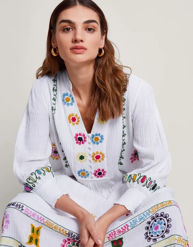 Women La Galeria Elefante HandEmbroidered Dress White Monsoon Dresses