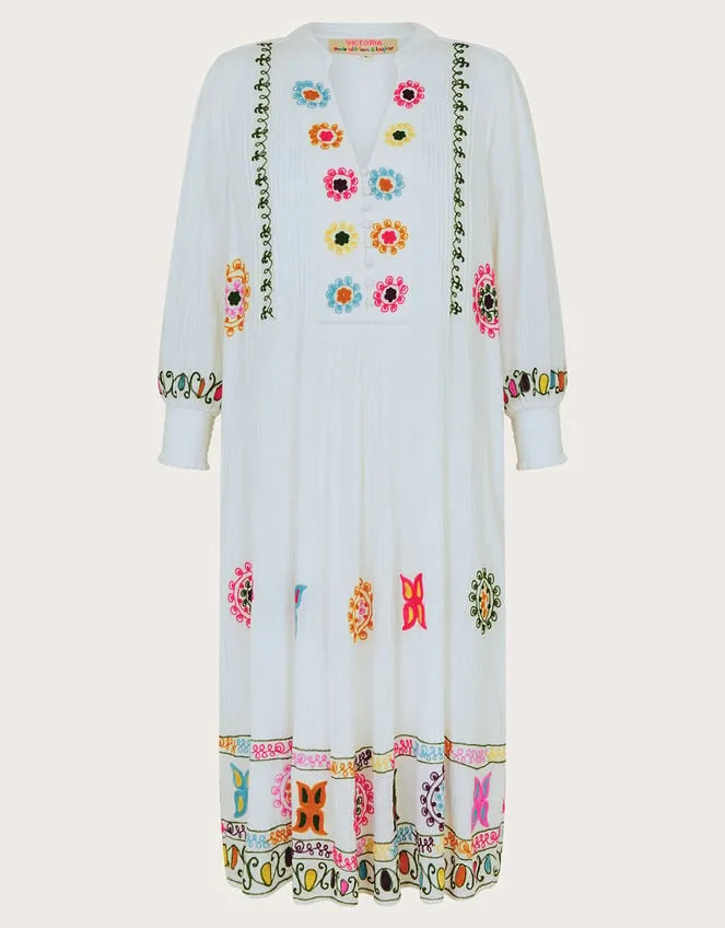 Women La Galeria Elefante HandEmbroidered Dress White Monsoon Dresses