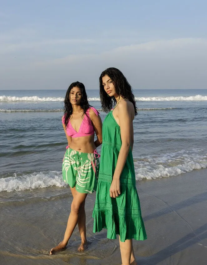 Women Lace Trim Bikini Top With Recycled Polyester Pink Monsoon Tops and Blouses