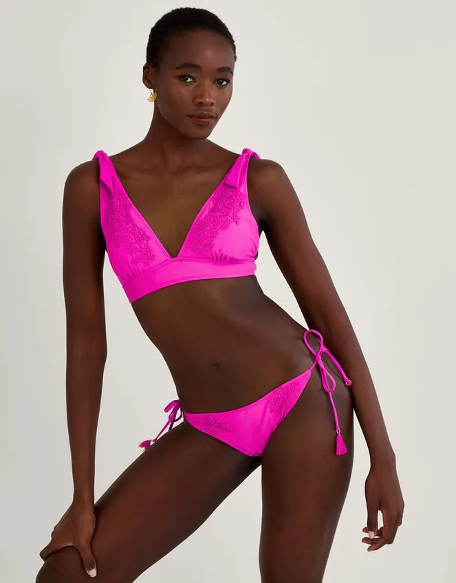 Women Lace Trim Bikini Top With Recycled Polyester Pink Monsoon Tops and Blouses