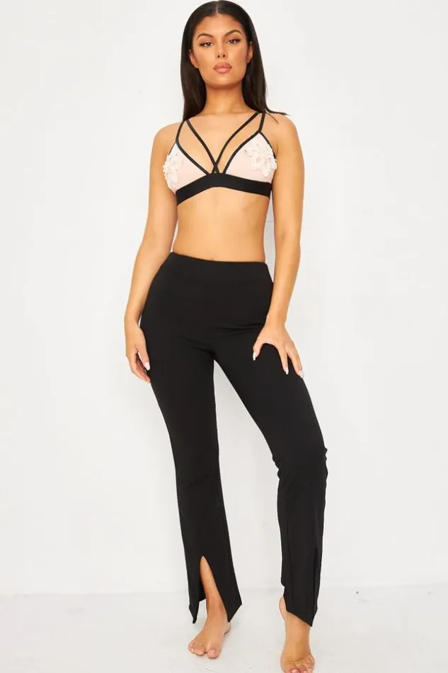 Women Lace Underwire Bra In Pink And Black Black Brentiny Paris Lingerie