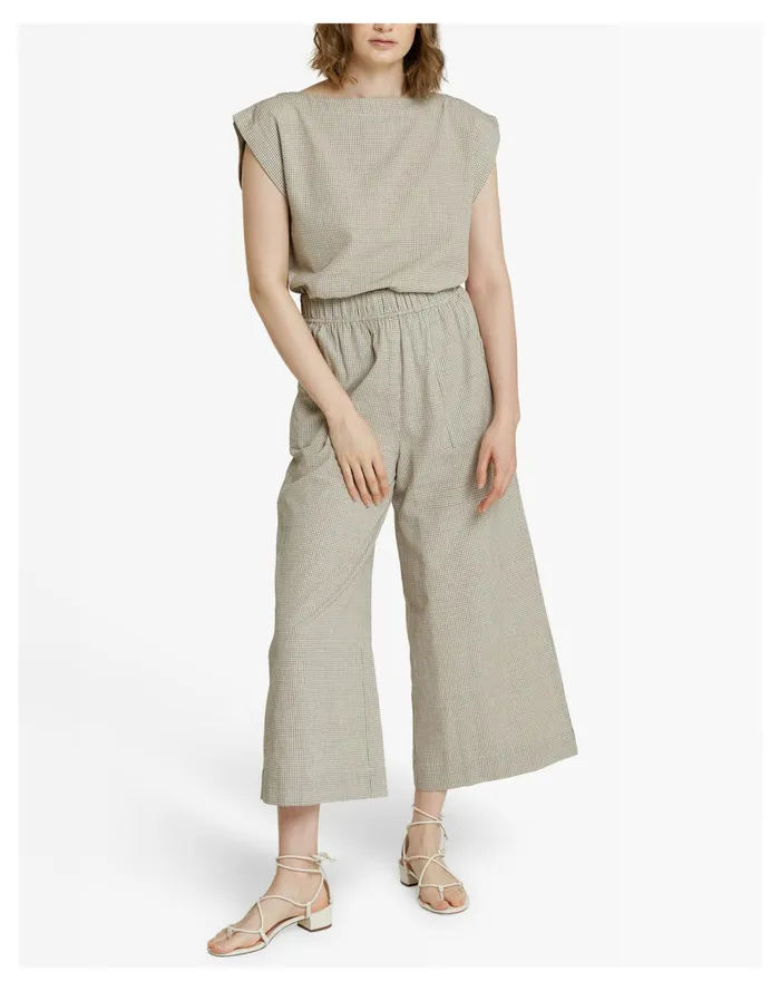 Women LAUDE The Label Everyday Crop Sand Grid Multi Madewell Pants