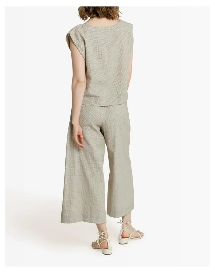 Women LAUDE The Label Everyday Crop Sand Grid Multi Madewell Pants Women LAUDE The Label Everyday Crop Sand Grid Multi Madewell Pants