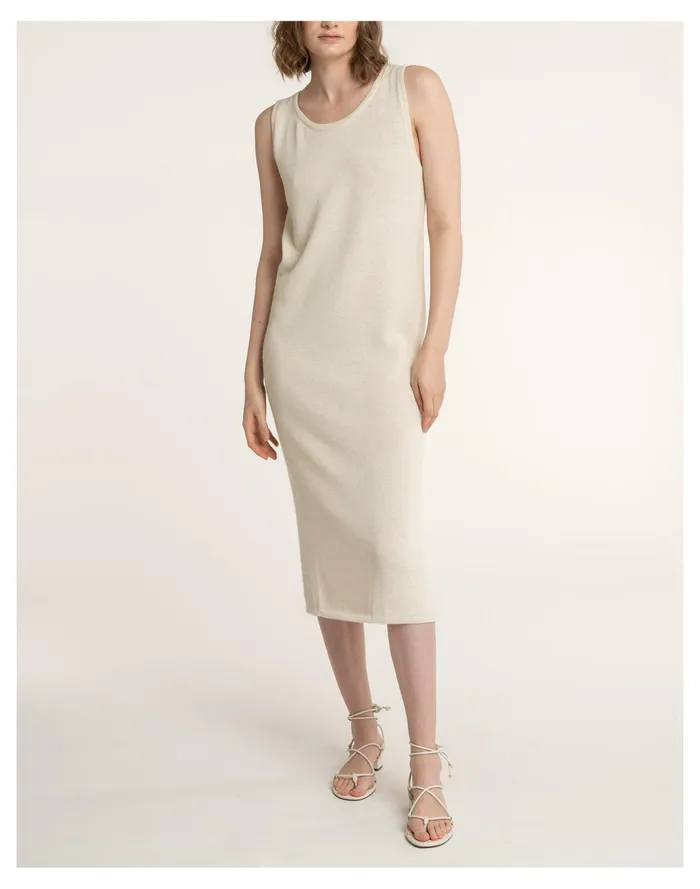 Women LAUDE The Label Scoop Neck Knit Midi Ivory White Madewell Dresses
