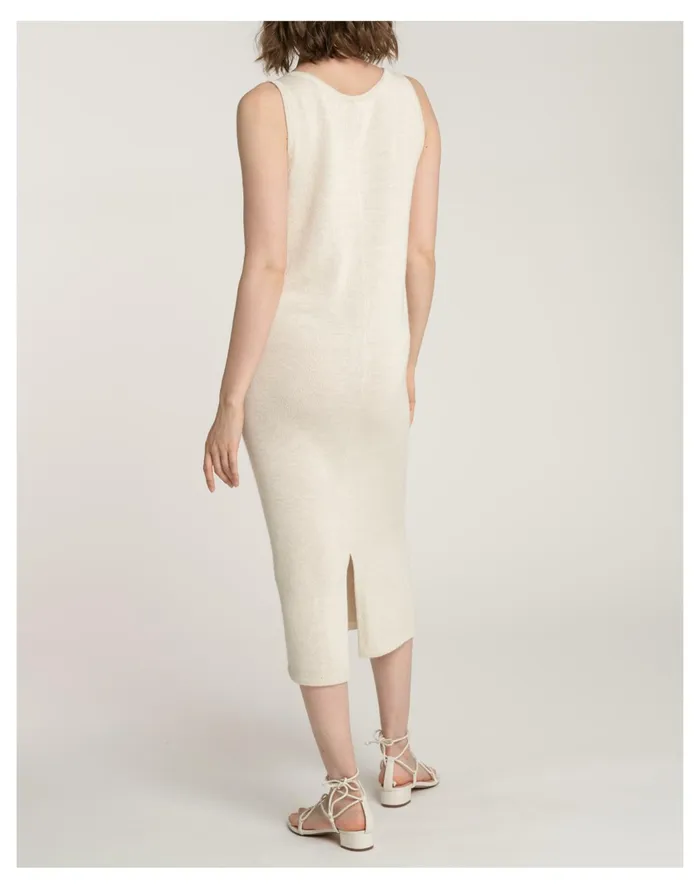 Women LAUDE The Label Scoop Neck Knit Midi Ivory White Madewell Dresses Women LAUDE The Label Scoop Neck Knit Midi Ivory White Madewell Dresses