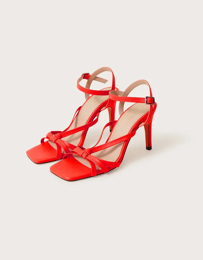 Women Leather Barely There Heeled Sandals Orange Monsoon Sandals