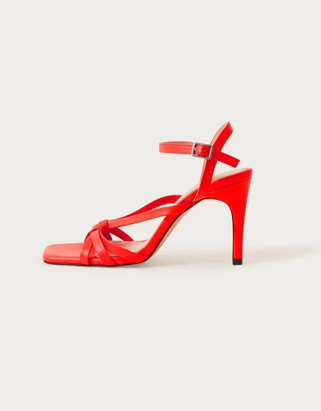 Women Leather Barely There Heeled Sandals Orange Monsoon Sandals